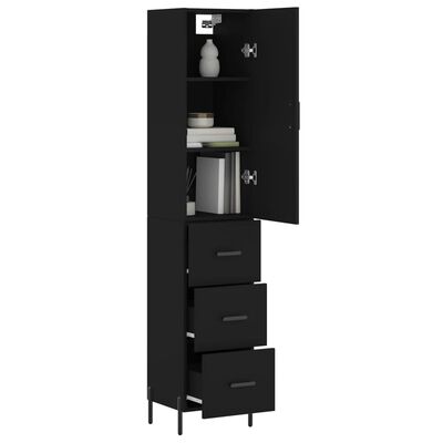 vidaXL Highboard Black 34.5x34x180 cm Engineered Wood