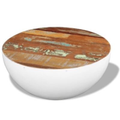 vidaXL Bowl-shaped Coffee Table White Ø50x24 cm Solid Wood Reclaimed