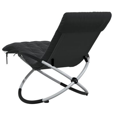 vidaXL Geometrical Sun Lounger with Cushion Black and Grey Steel