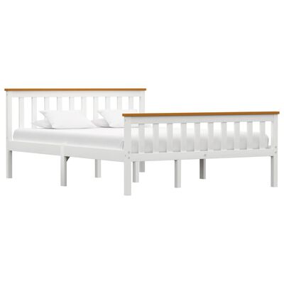 vidaXL Bed Frame without Mattress White Solid Pinewood 140x200 cm