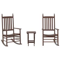 vidaXL Rocking Chairs 2pcs with Foldable Table Brown Solid Wood Poplar