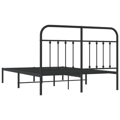 vidaXL Metal Bed Frame without Mattress with Headboard Black 140x190 cm