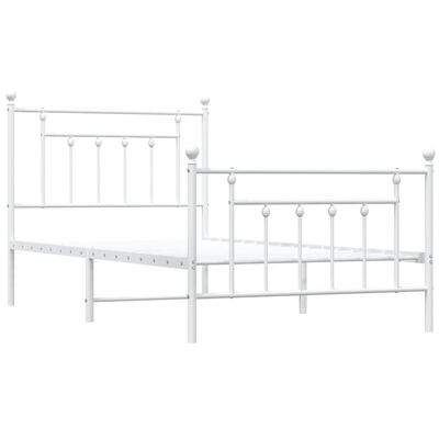 vidaXL Metal Bed Frame without Mattress with Footboard White 100x190 cm