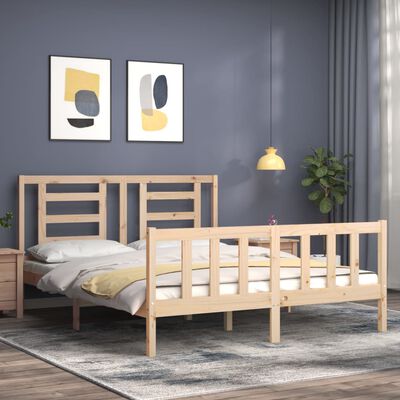 vidaXL Bed Frame without Mattress King Size Solid Wood Pine