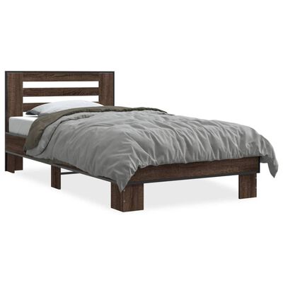 vidaXL Bed Frame without Mattress Brown Oak 75x190 cm Small Single