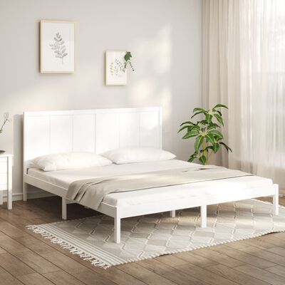 vidaXL Bed Frame without Mattress White 180x200 cm Super King Solid Wood Pine