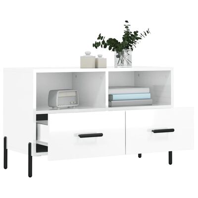 vidaXL TV Cabinet High Gloss White 80x36x50 cm Engineered Wood