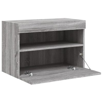 vidaXL TV Wall Cabinet with LED Lights Grey Sonoma 60x30x40 cm