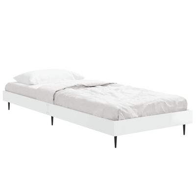 vidaXL Bed Frame without Mattress High Gloss White 75x190 cm Small Single