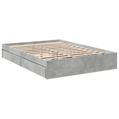 vidaXL Bed Frame with Drawers without Mattress Concrete Grey 120x190 cm Small Double