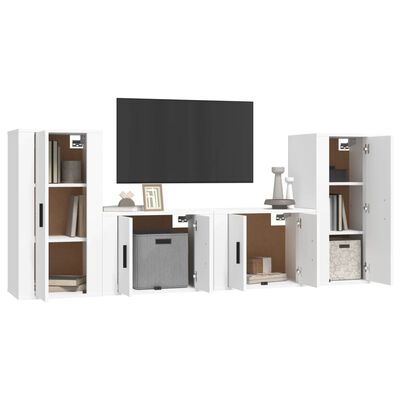 vidaXL 4 Piece TV Cabinet Set White Engineered Wood