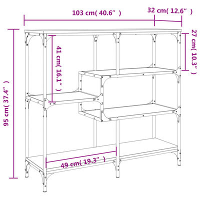 vidaXL Console Table Smoked Oak 103x32x95 cm Engineered Wood