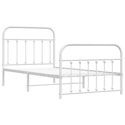 vidaXL Metal Bed Frame without Mattress with Footboard White 100x190 cm