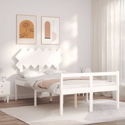 vidaXL Senior Bed without Mattress White Double Solid Wood