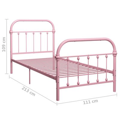 vidaXL Bed Frame without Mattress Pink Metal 100x200 cm