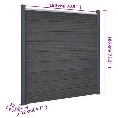 vidaXL Fence Panel Set Grey 872x186 cm WPC