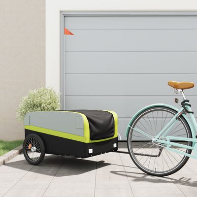 vidaXL Bike Trailer Black and Green 45 kg Iron