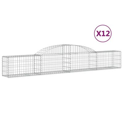 vidaXL Arched Gabion Baskets 12 pcs 300x30x40/60 cm Galvanised Iron