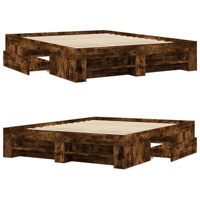 vidaXL Bed Frame without Mattress Smoked Oak 160x200 cm Engineered Wood