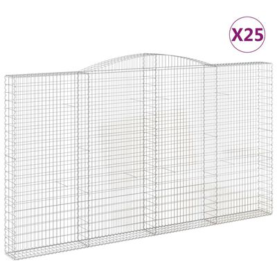 vidaXL Arched Gabion Baskets 25 pcs 400x30x220/240 cm Galvanised Iron