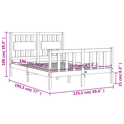 vidaXL Bed Frame without Mattress Small Double Solid Wood Pine