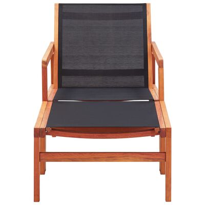 vidaXL Garden Chair with Footrest Solid Eucalyptus Wood and Textilene