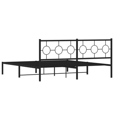 vidaXL Metal Bed Frame without Mattress with Headboard Black 183x213 cm