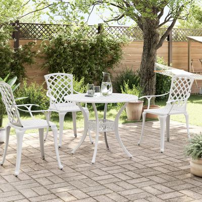 vidaXL Garden Table White Ø90x75 cm Cast Aluminium