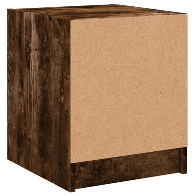 vidaXL Bedside Cabinet with Glass Door Smoked Oak 35x37x42 cm