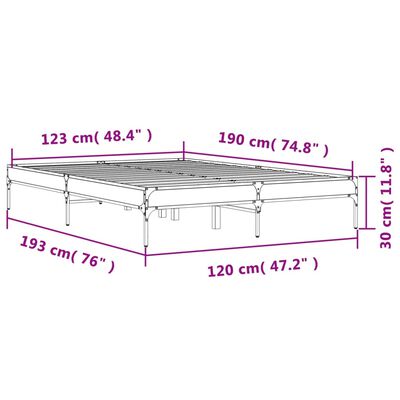 vidaXL Bed Frame without Mattress Smoked Oak 120x190 cm Small Double