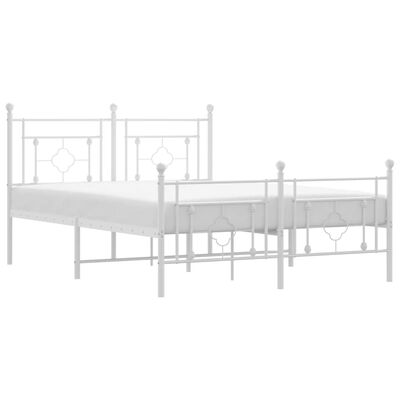 vidaXL Metal Bed Frame without Mattress with Footboard White 140x200 cm