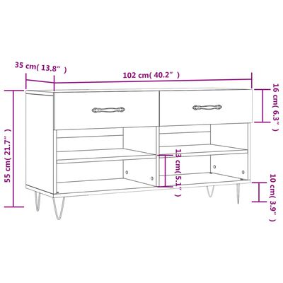 vidaXL Shoe Bench White 102x35x55 cm Engineered Wood