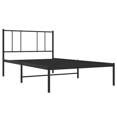 vidaXL Metal Bed Frame without Mattress with Headboard Black 100x190 cm