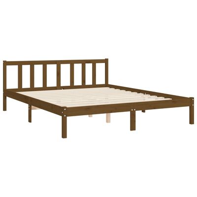 vidaXL Bed Frame without Mattress Honey Brown King Size Solid Wood Pine