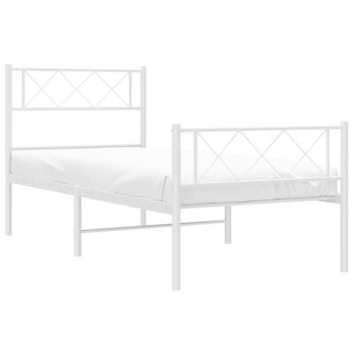 vidaXL Metal Bed Frame without Mattress with Footboard White 90x190 cm Single