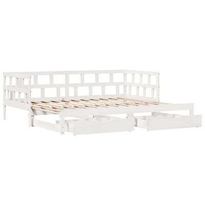 vidaXL Daybed with Trundle and Drawers without Mattress White 80x200 cm