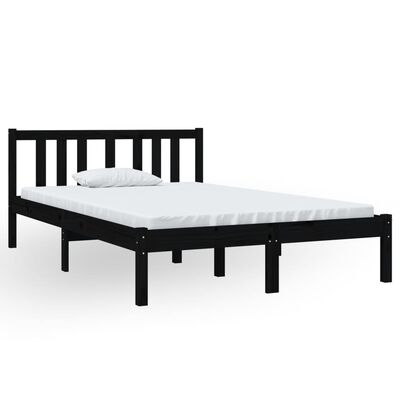 vidaXL Bed Frame without Mattress Black Solid Wood 120x190 cm Small Double