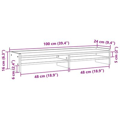 vidaXL Monitor Stand Brown Oak 100x24x16 cm Engineered Wood