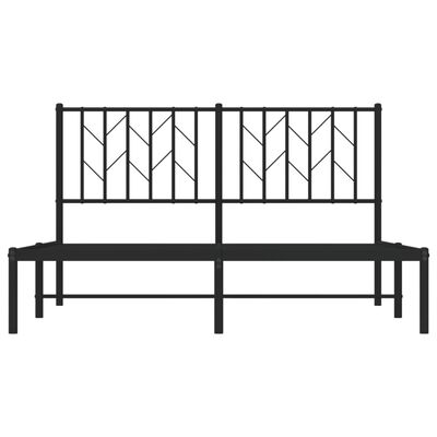 vidaXL Metal Bed Frame without Mattress with Headboard Black 140x200 cm