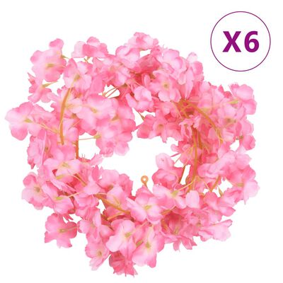 vidaXL Christmas Flower Garlands 6 pcs Dark Pink 180 cm