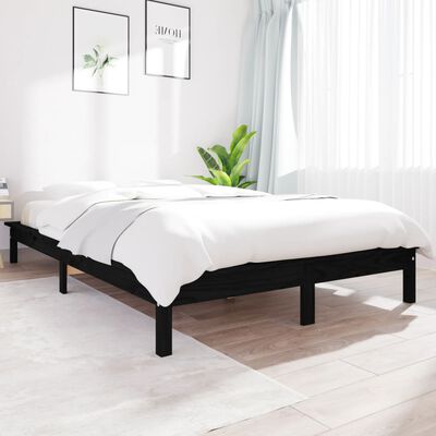 vidaXL Bed Frame without Mattress Black Super King Size Solid Wood