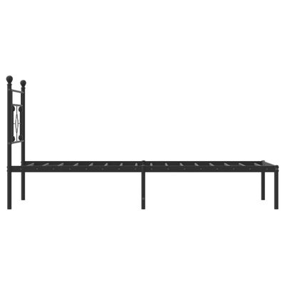 vidaXL Metal Bed Frame without Mattress with Headboard Black 100x200 cm