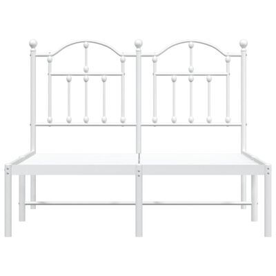 vidaXL Metal Bed Frame without Mattress with Headboard White 120x190 cm Small Double