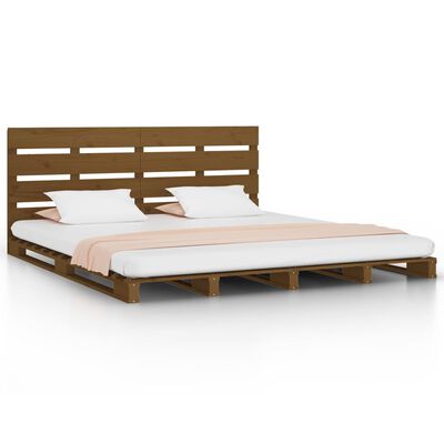 vidaXL Bed Frame without Mattress Honey Brown 150x200 cm King Size Solid Wood Pine