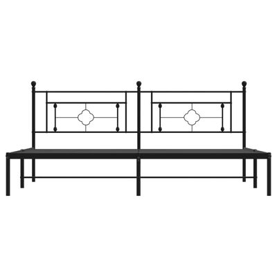 vidaXL Metal Bed Frame without Mattress with Headboard Black 200x200 cm