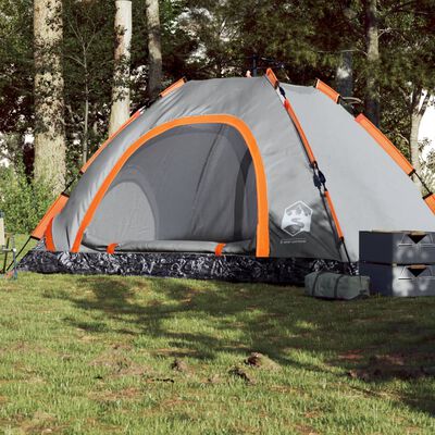 vidaXL Camping Tent 5-Person Grey and Orange Quick Release