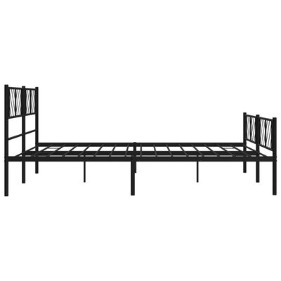 vidaXL Metal Bed Frame without Mattress with Footboard Black 193x203 cm