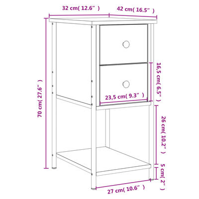 vidaXL Bedside Cabinets 2 pcs Sonoma Oak 32x42x70 cm Engineered Wood