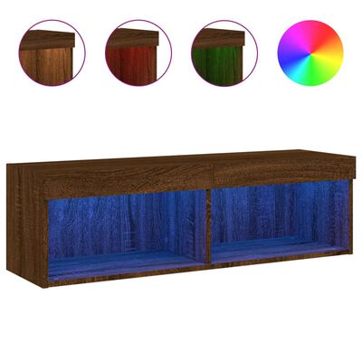 vidaXL TV Cabinet with LED Lights Brown Oak 100x30x30 cm