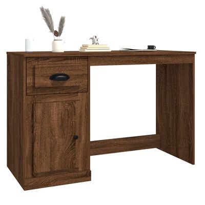 vidaXL Desk with Drawer Brown Oak 115x50x75 cm Engineered Wood